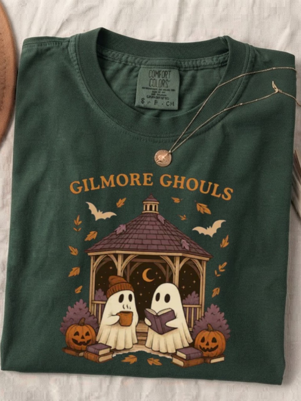 Gilmore Ghouls Spooky Ghosts Reading Comfort Colors T-Shirt Halloween
